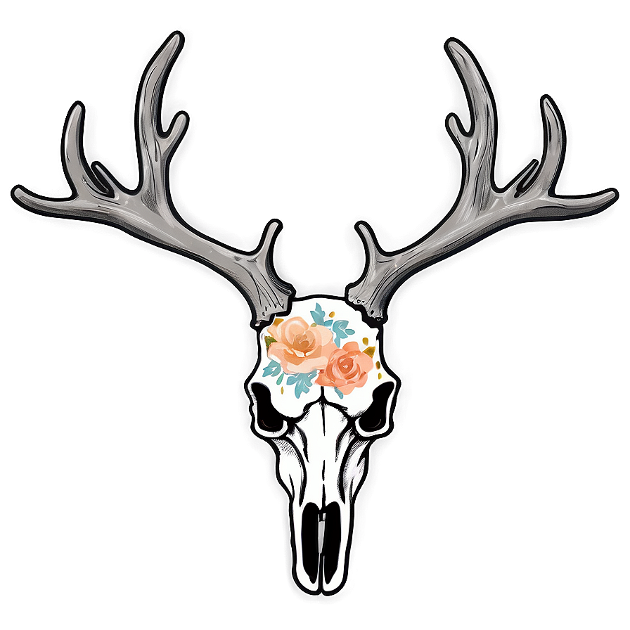 Floral Deer Skull Graphic Png Ykb PNG Image