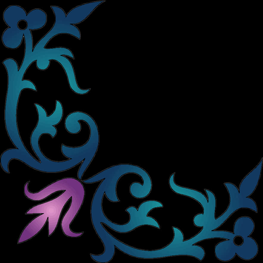 Floral Design Corner Accent PNG Image