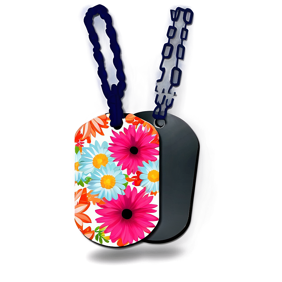 Floral Dog Tags Png Xof PNG Image