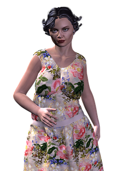 Floral Dress3 D Model PNG Image