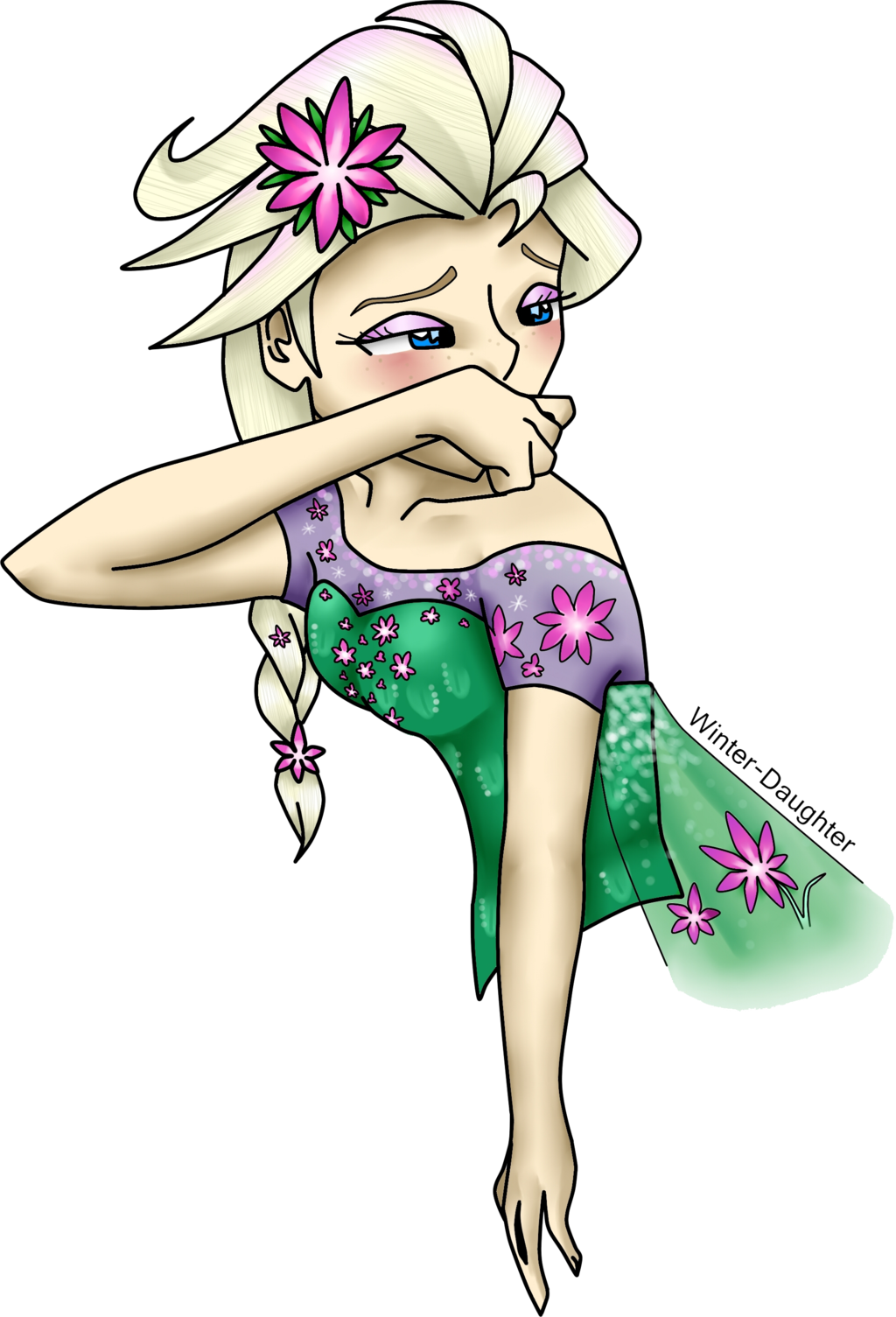 Floral Elsa Fan Art PNG Image