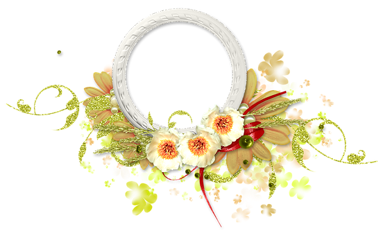 Floral Embellished Circular Frame PNG Image