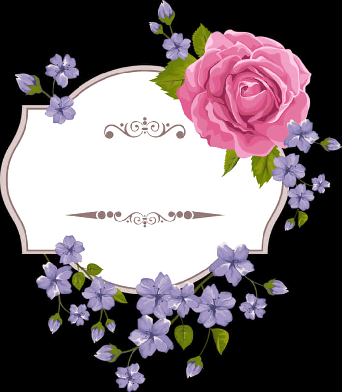 Floral Embellished Frame Design PNG Image