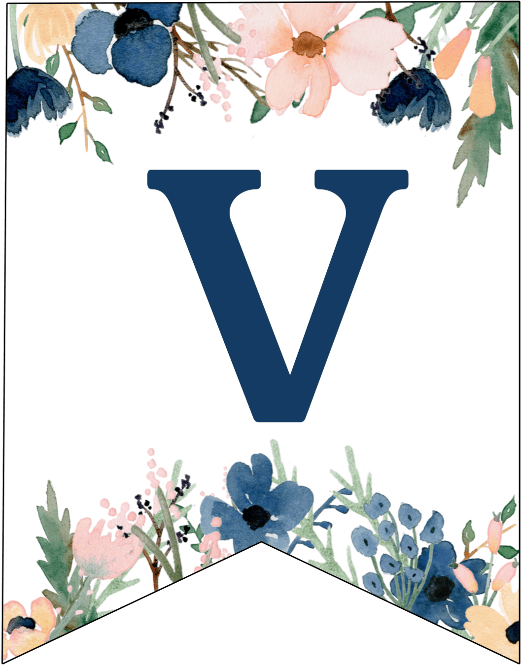 Floral Embellished Letter V PNG Image