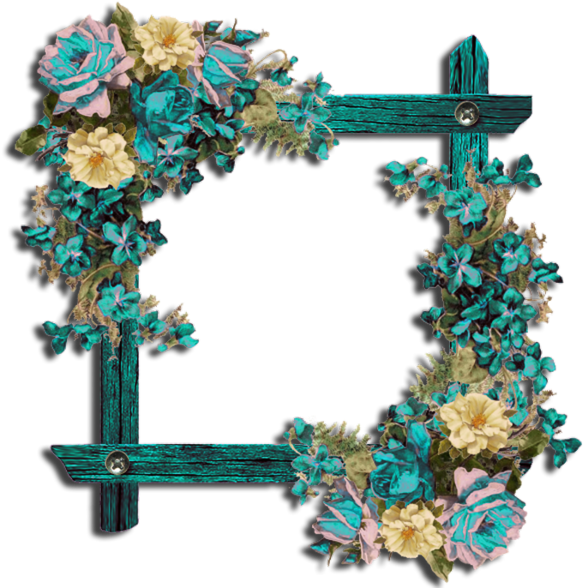 Floral Embellished Wooden Frame PNG Image