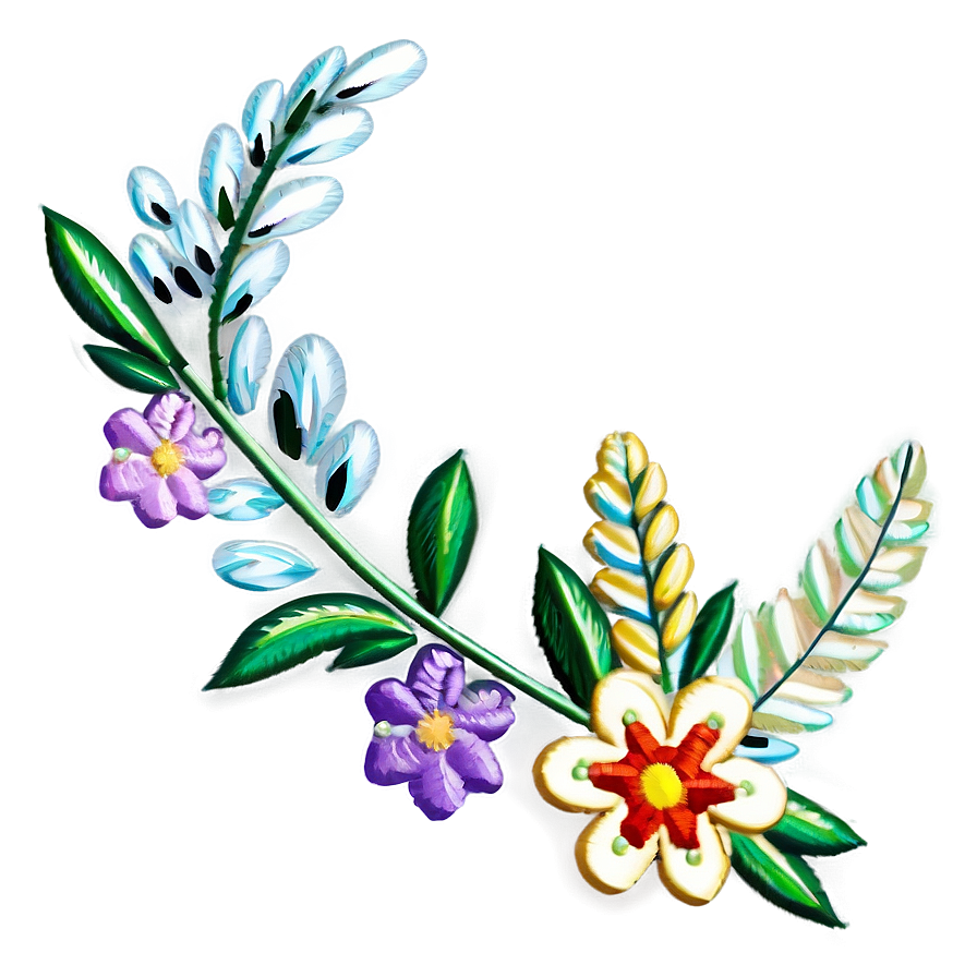 Floral Embroidery Png Kqm PNG Image