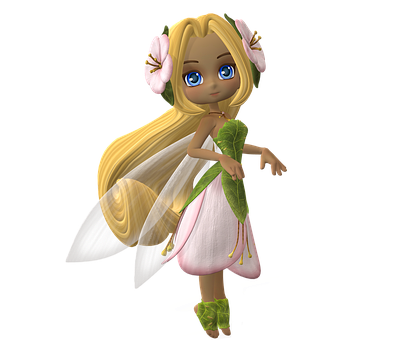 Floral Fairy Cartoon Character PNG Image