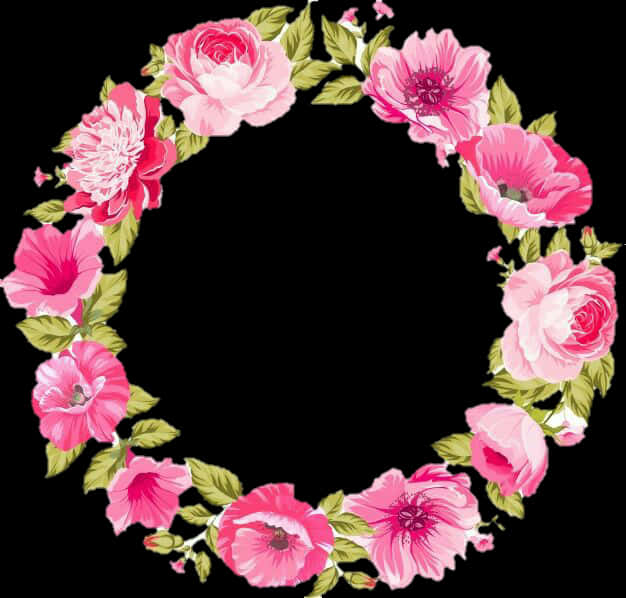 Floral Frame Black Background.jpg PNG Image