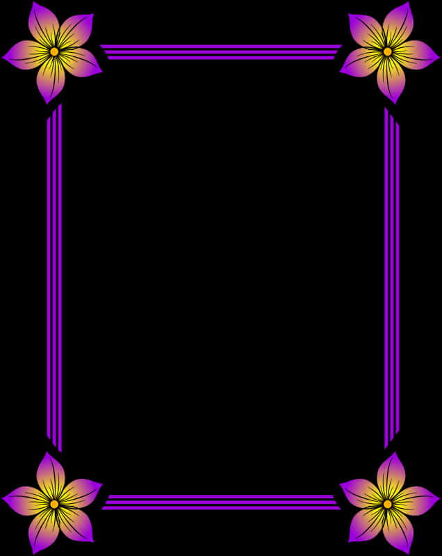 Floral Frame Border Design PNG Image