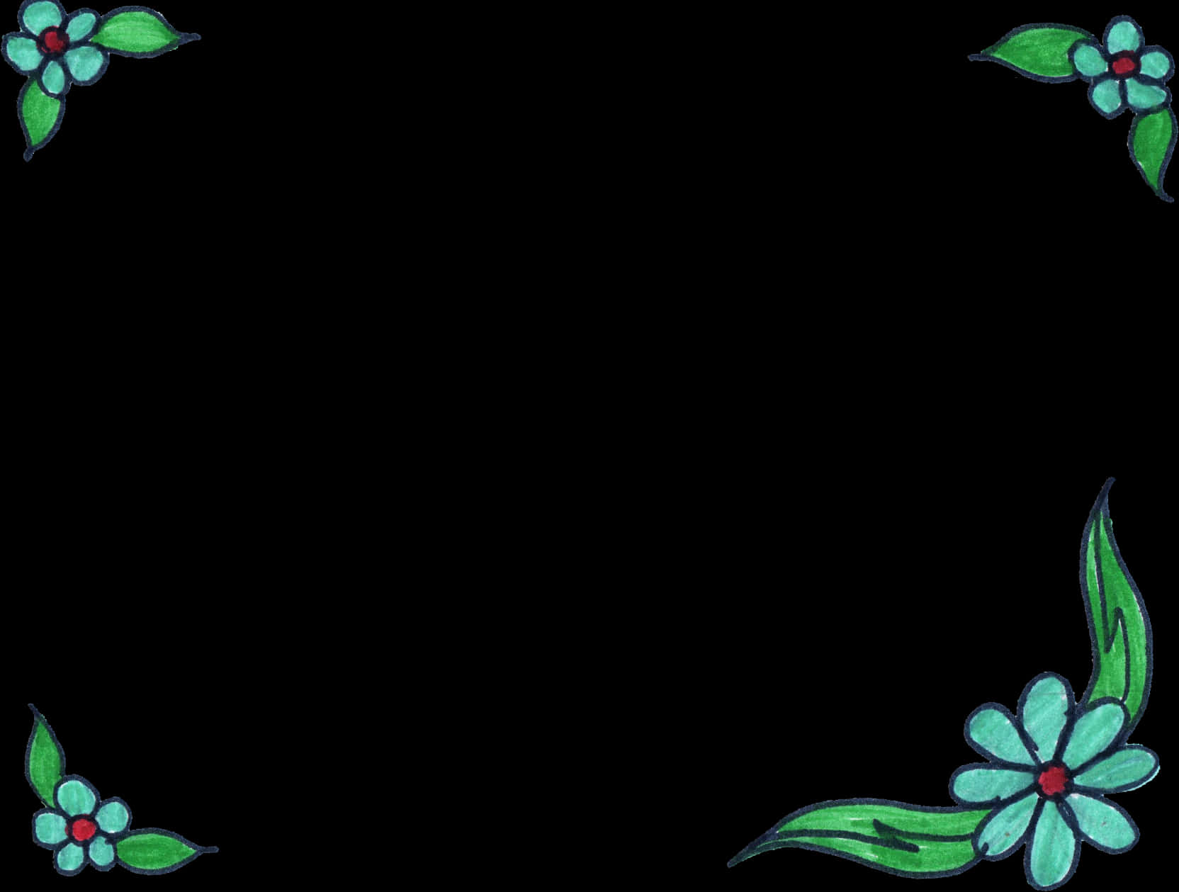 Floral Frame Corner Design PNG Image