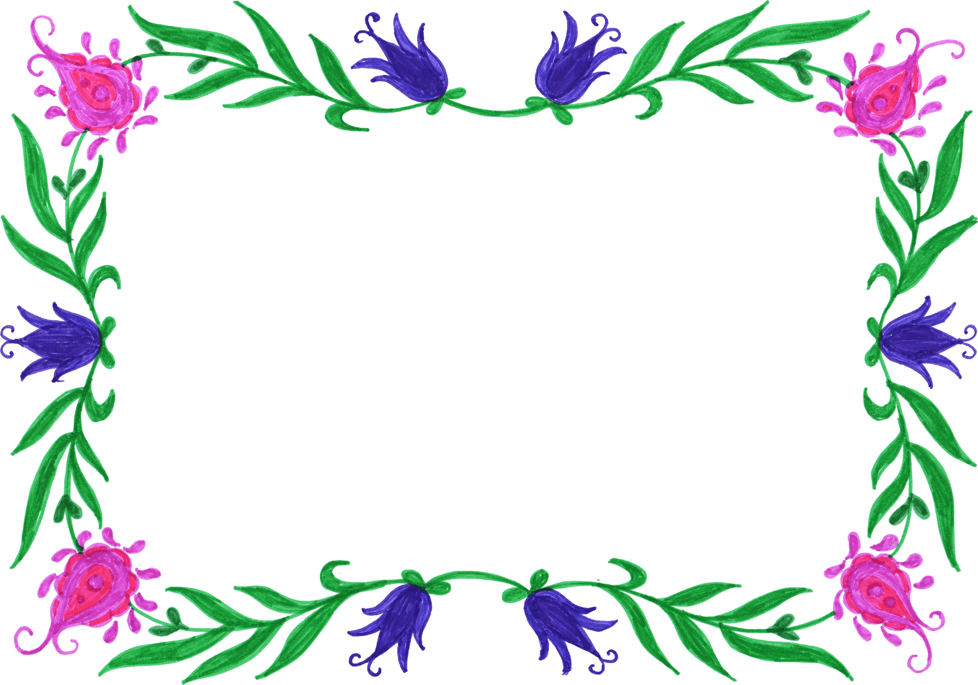 Floral Frame Design Purpleand Pink PNG Image