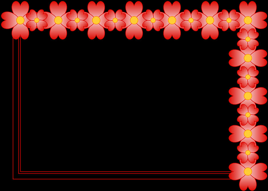 Floral Frame Red Flowers Border PNG Image