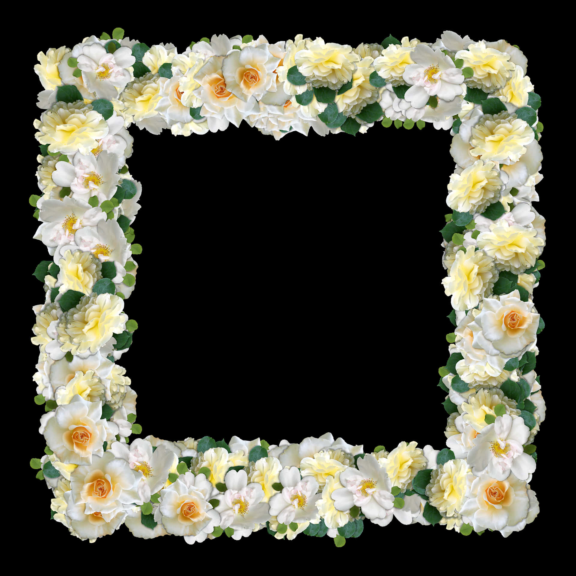 Floral_ Frame_with_ Yellow_ Roses PNG Image