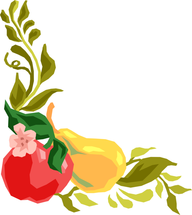 Floral Fruit Corner Design Vector PNG Image