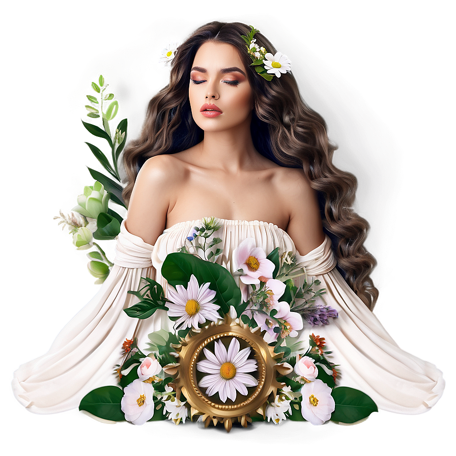 Floral Goddess Beauty Png 06252024 PNG Image