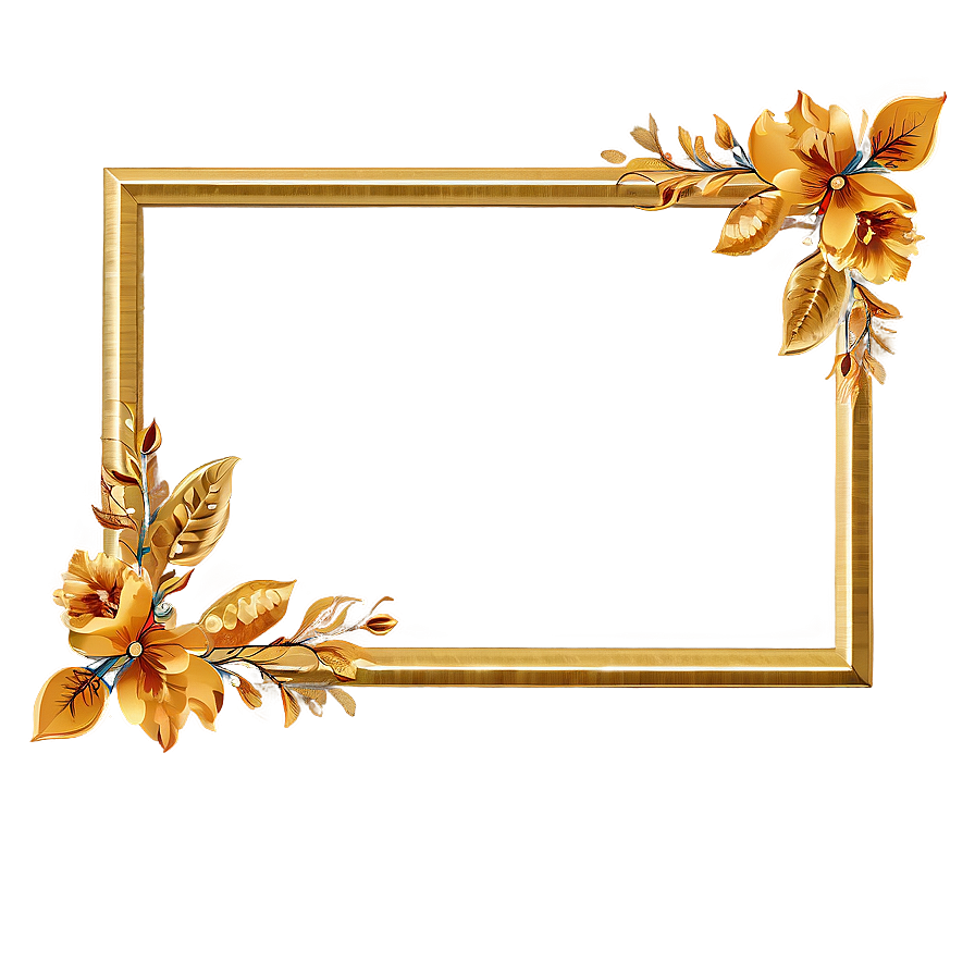 Floral Golden Frame Png 05252024 PNG Image