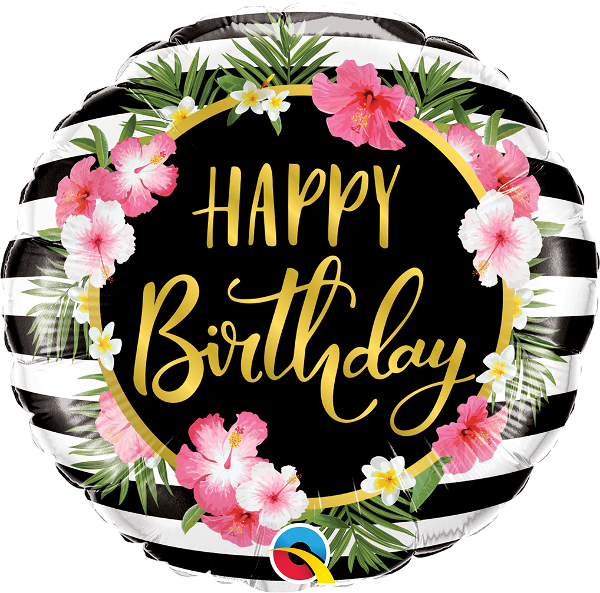 Floral Happy Birthday Balloon PNG Image