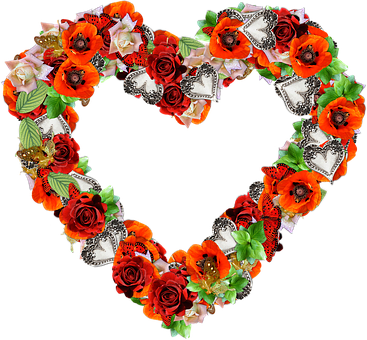 Floral Heart Arrangement PNG Image