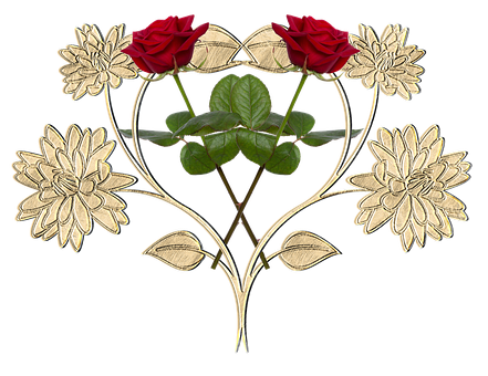 Floral Heart Artwork PNG Image