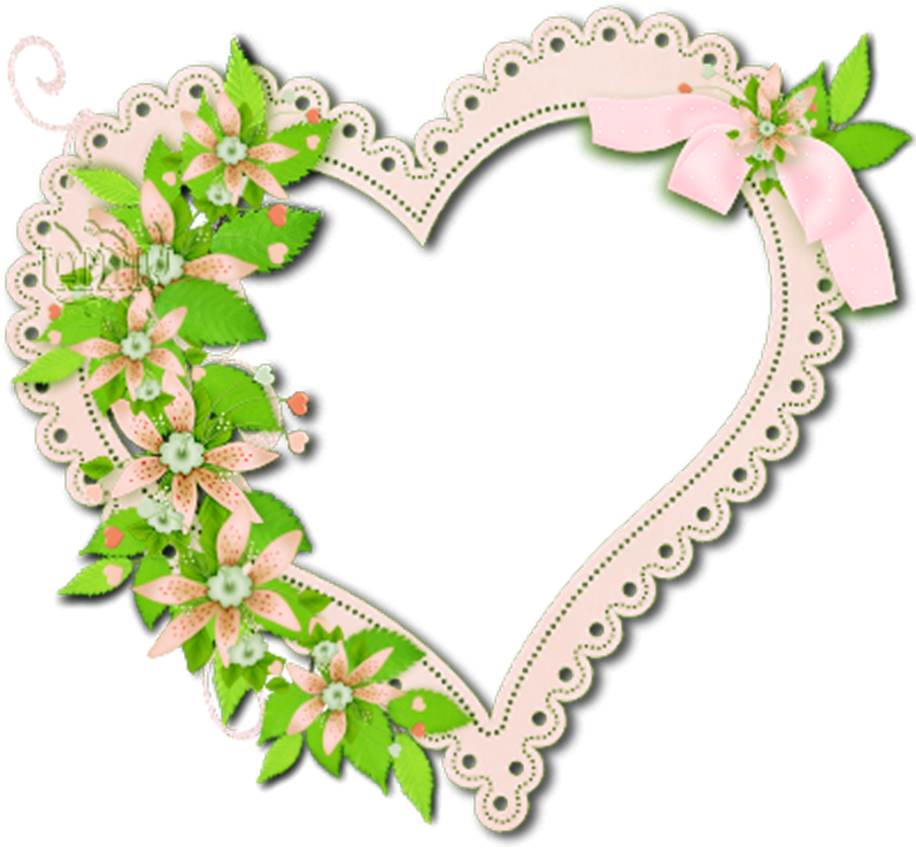 Floral Heart Border Design PNG Image