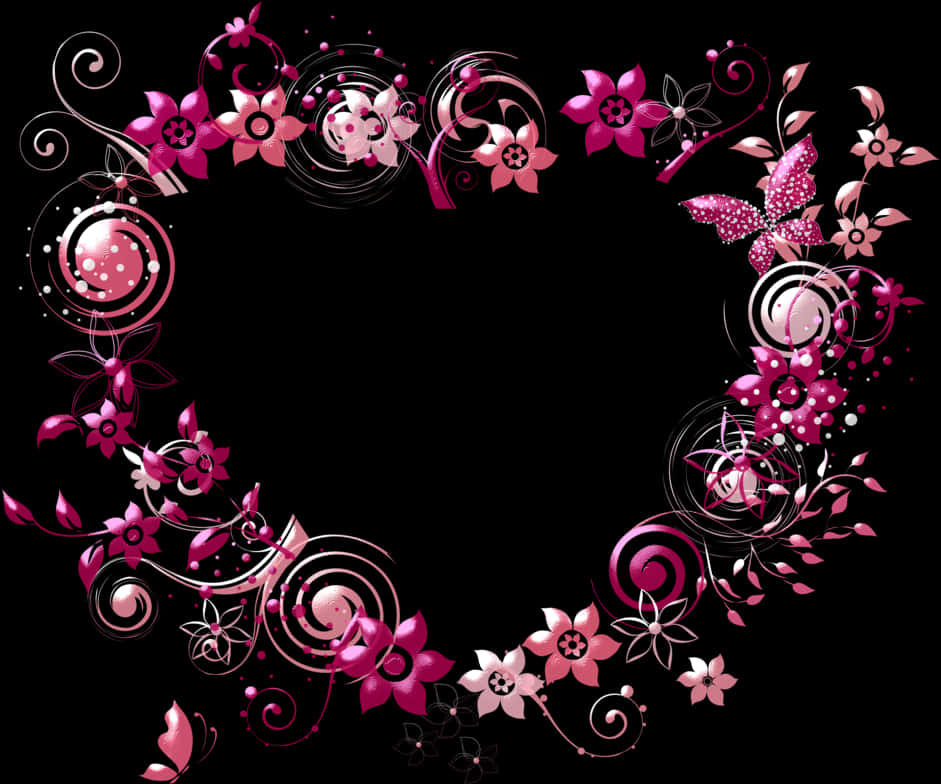 Floral Heart Design Graphic PNG Image