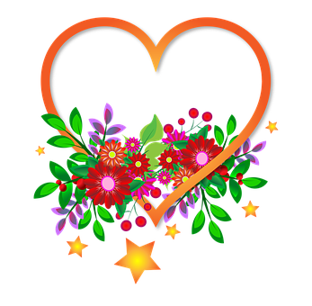 Floral Heart Design Graphic PNG Image