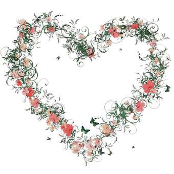 Floral Heart Designon Black Background PNG Image