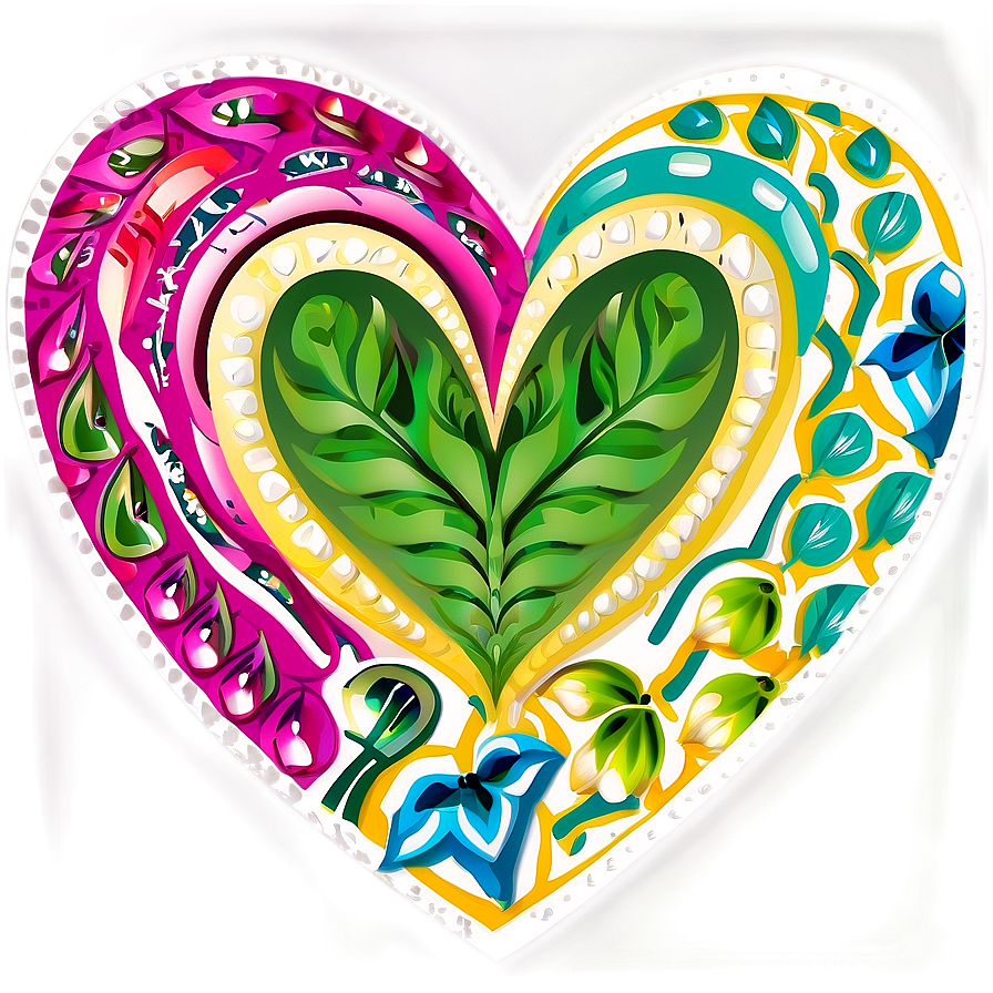 Floral Heart Doodle Png 06262024 PNG Image