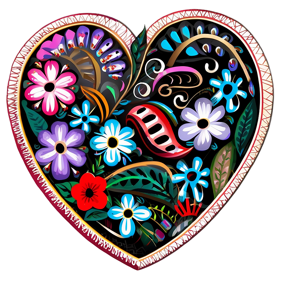 Floral Heart Doodle Png Nkh PNG Image