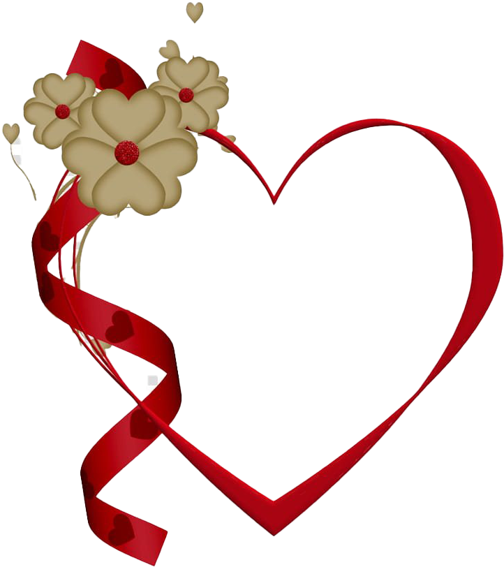 Floral Heart Frame Design PNG Image