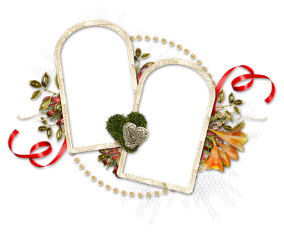 Floral Heart Frame Design PNG Image