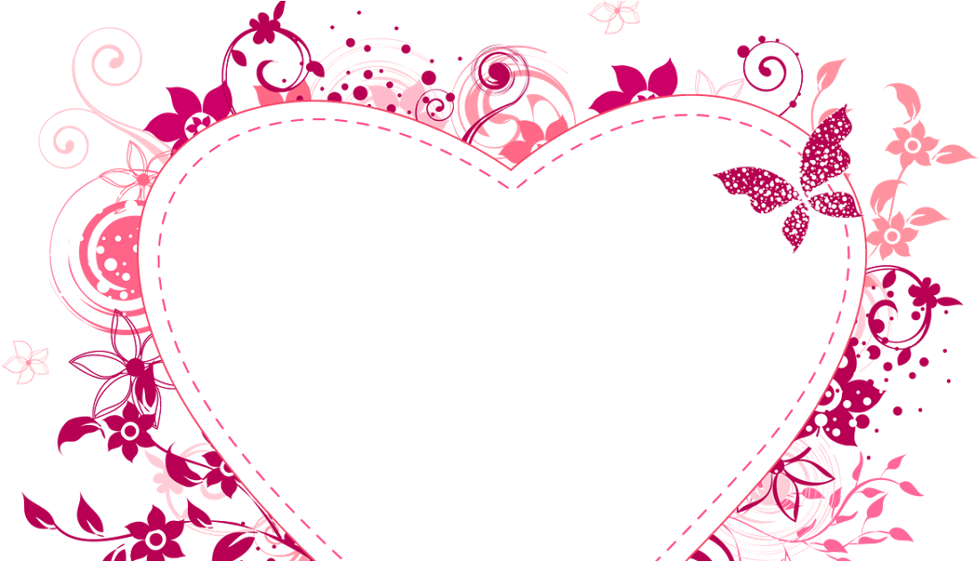 Floral Heart Frame Design PNG Image