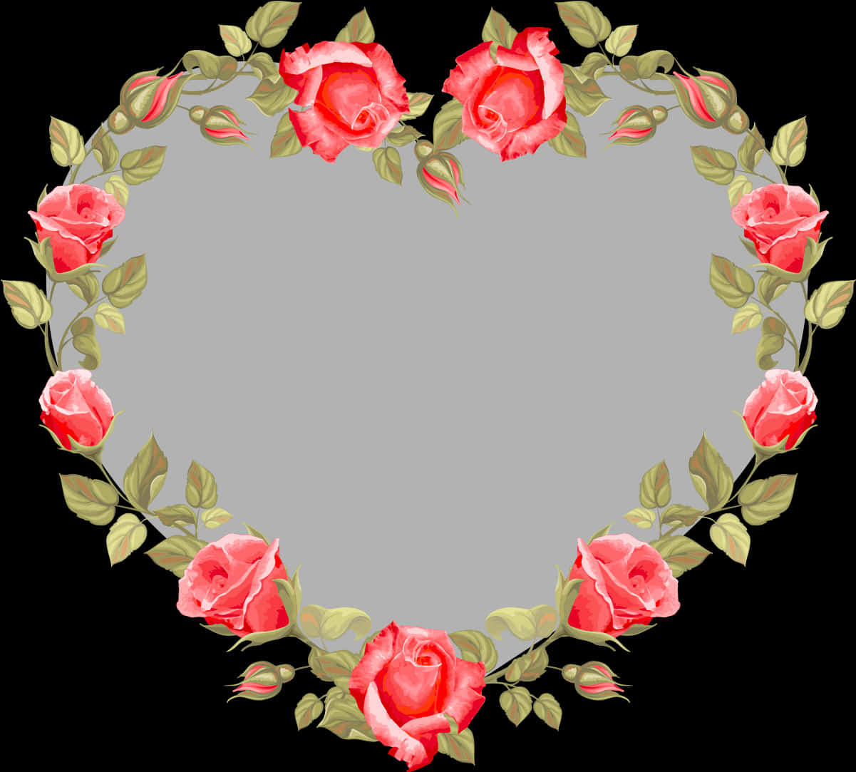 Floral Heart Frame PNG Image