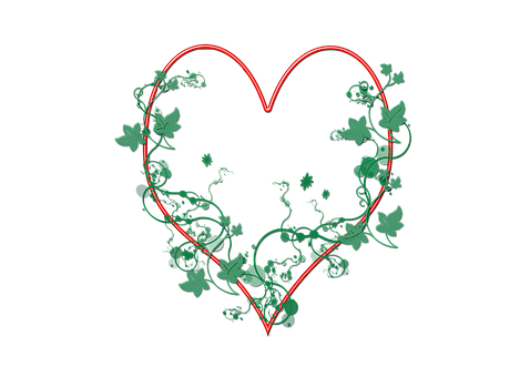 Floral Heart Outline Black Background PNG Image