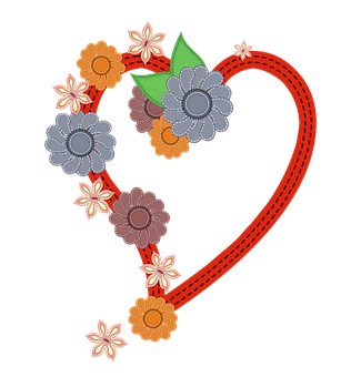 Floral Heart Valentines Design PNG Image