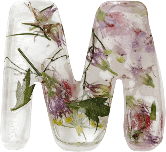 Floral Ice Letter M PNG Image