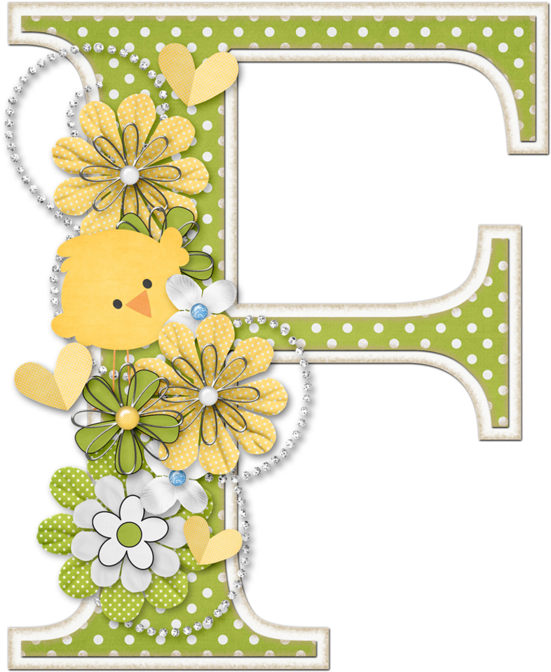 Floral Letter F Design PNG Image