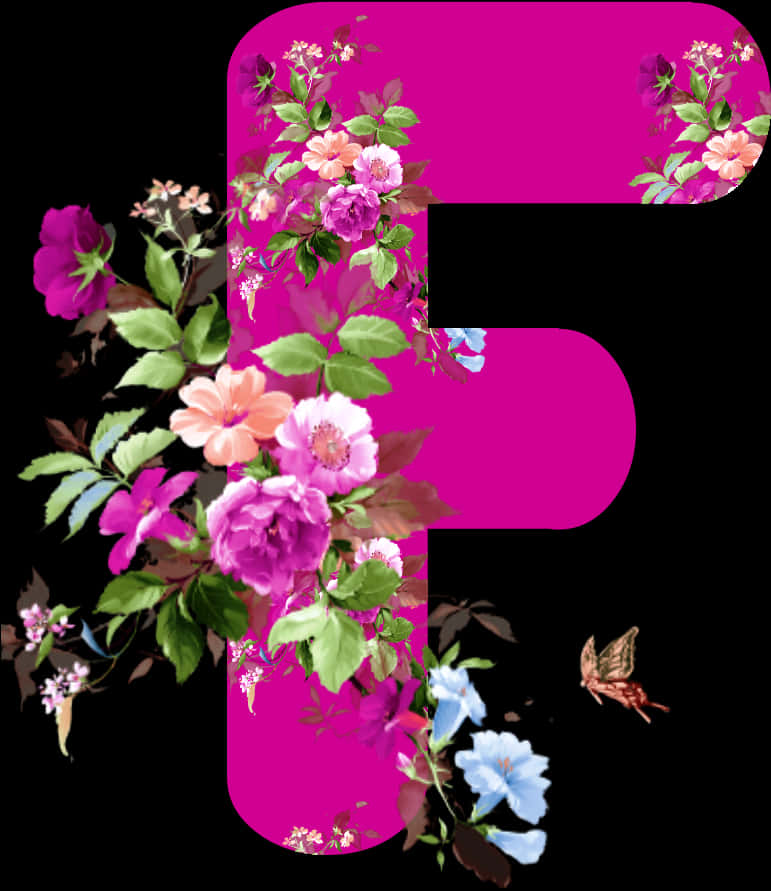 Floral Letter F Design PNG Image