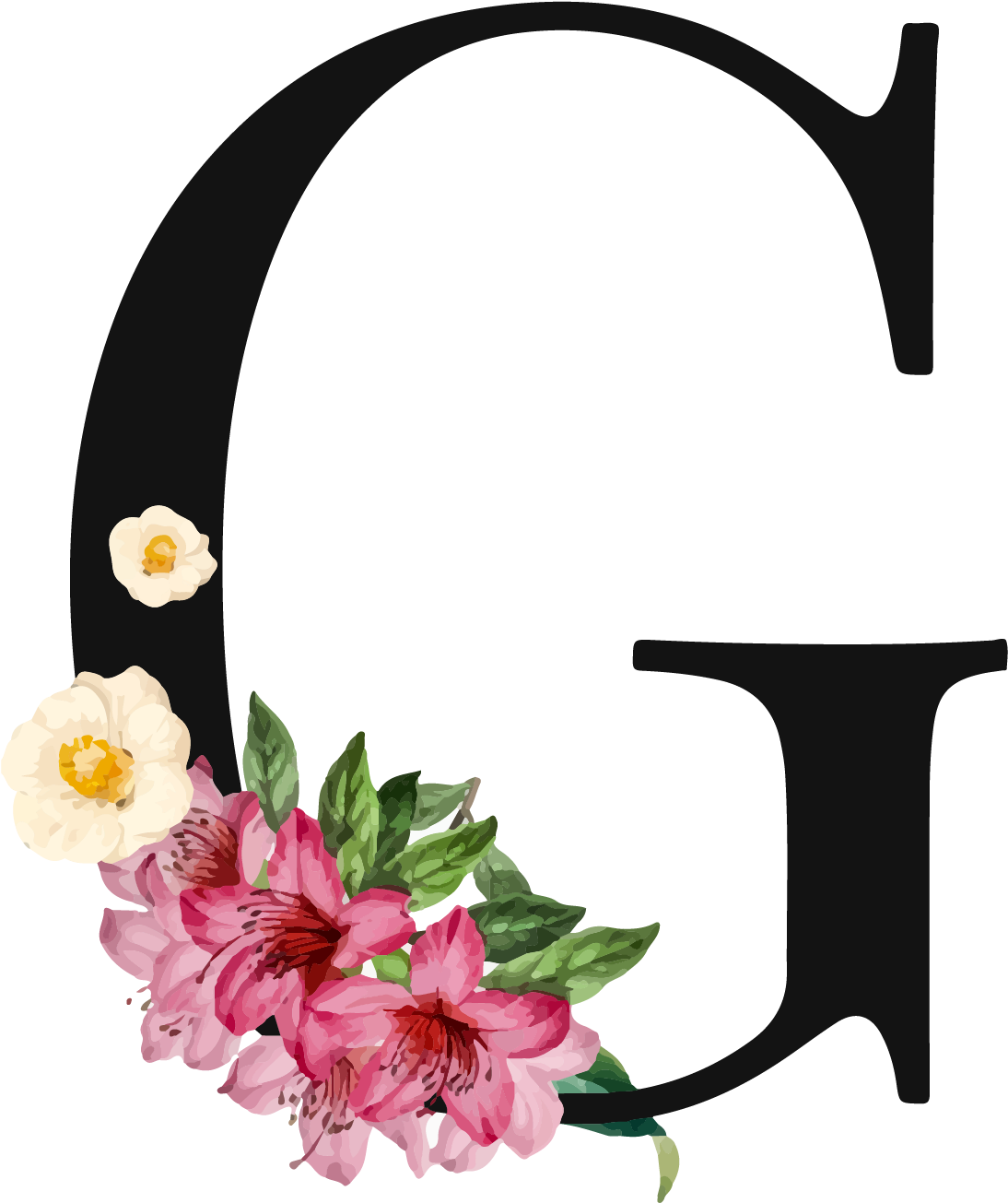 Floral Letter G Design PNG Image