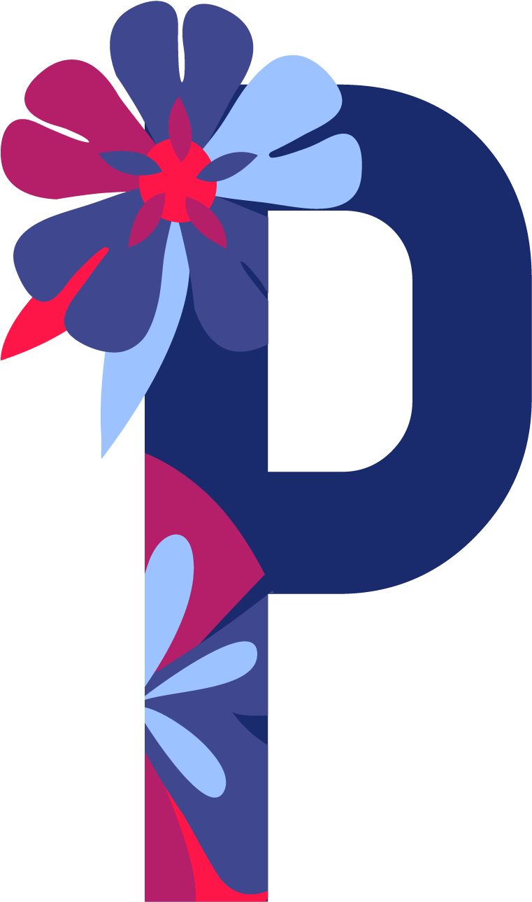 Floral Letter P Design PNG Image