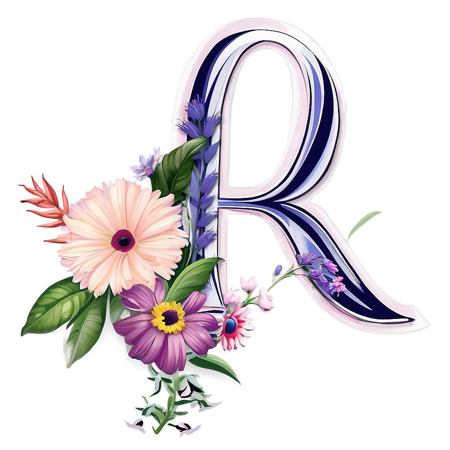 Floral Letter R Illustration Png 06202024 PNG Image