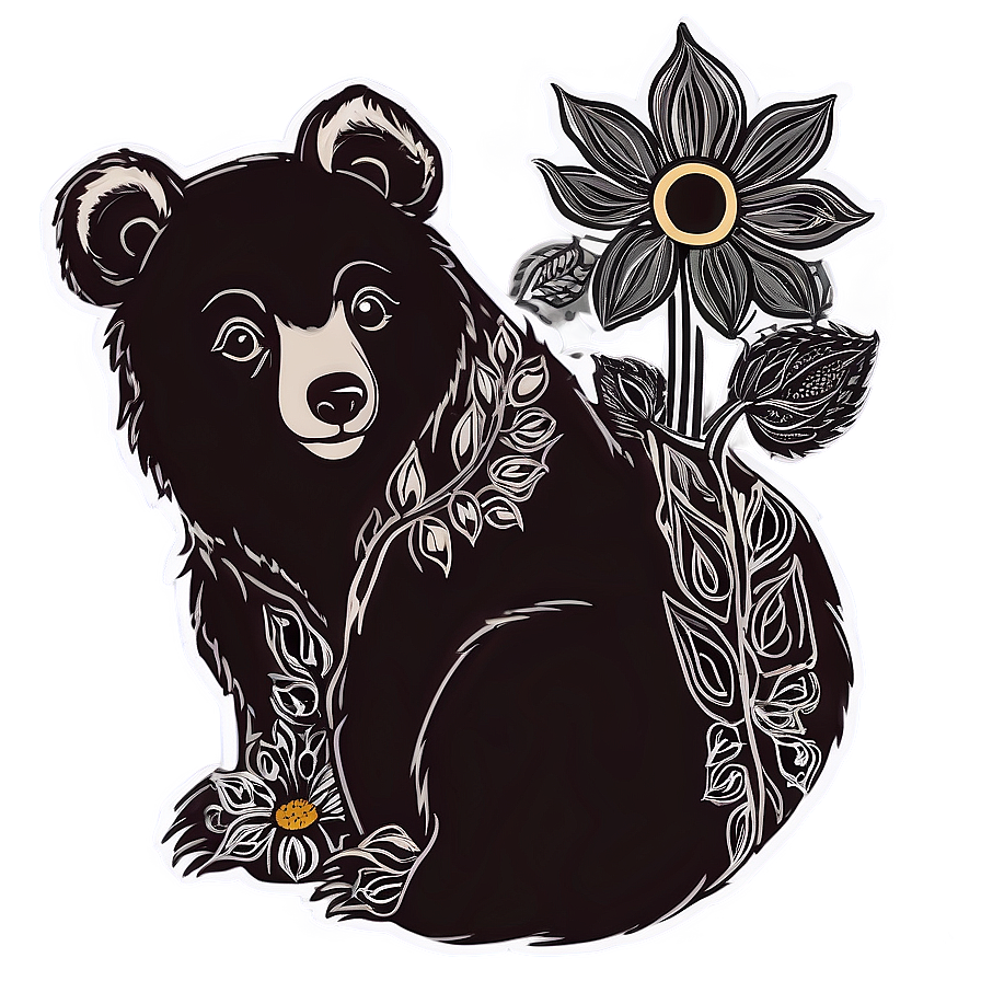 Floral Mama Bear Outline Png Chk PNG Image