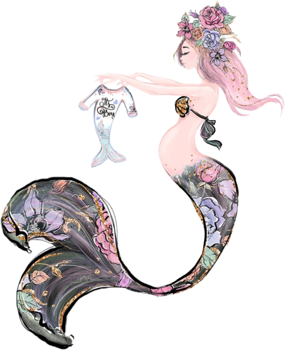 Floral Mermaid Art Clip PNG Image