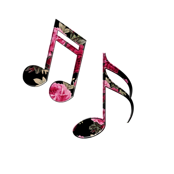 Floral Music Notes Design PNG Image