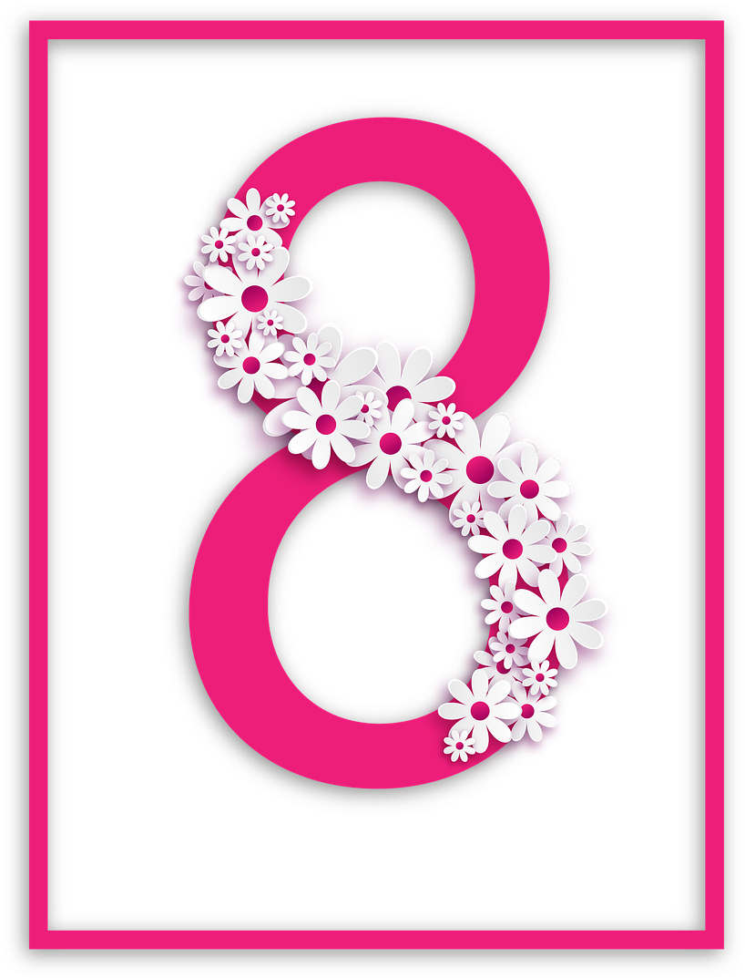 Floral Number8 Design PNG Image