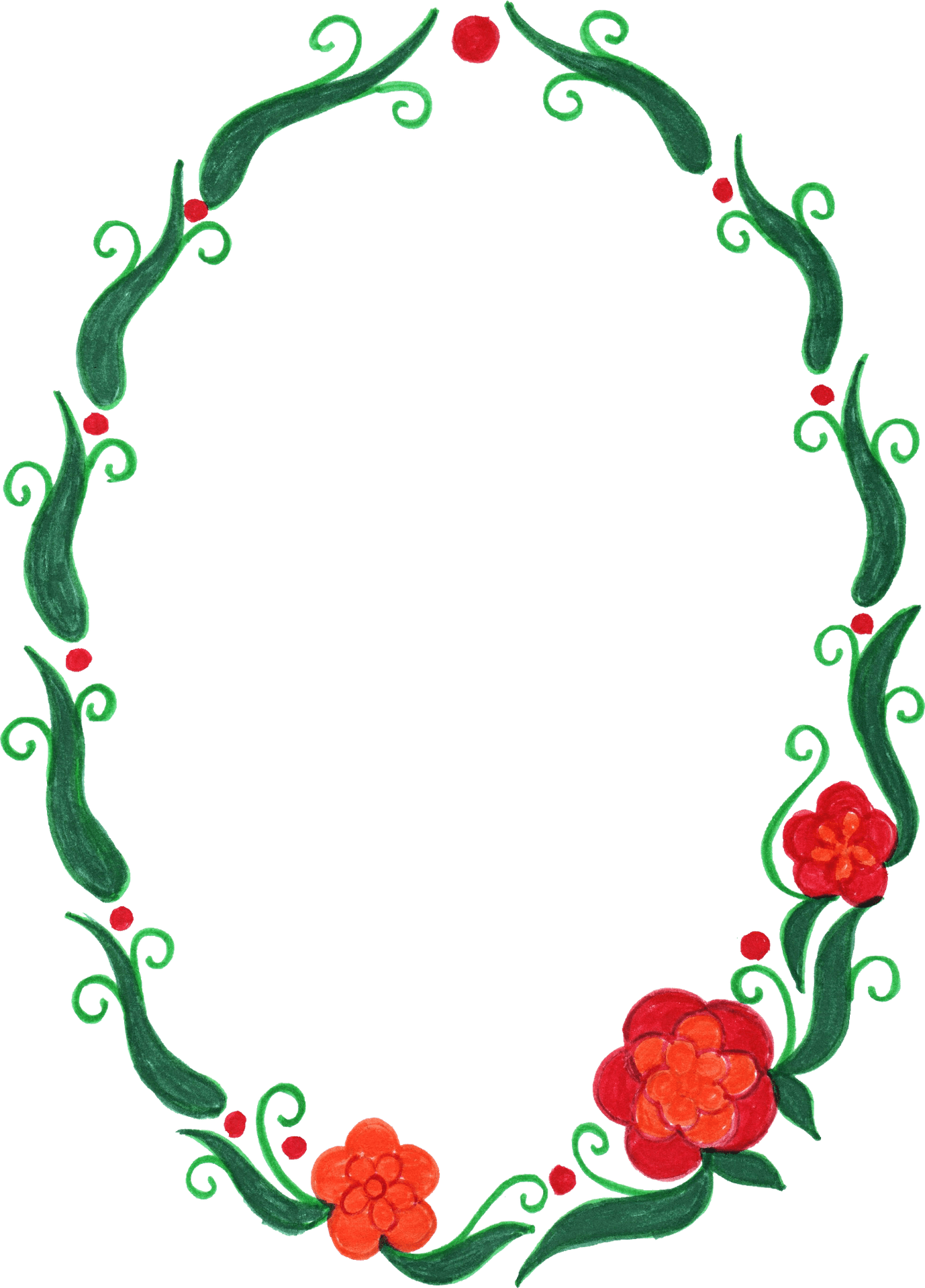 Floral Oval Frame Design.png PNG Image