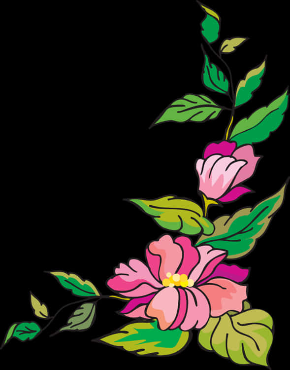 Floral Page Border Corner Design PNG Image