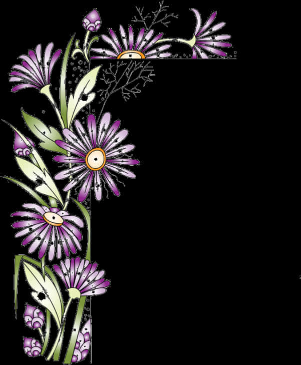 Floral Page Corner Design PNG Image