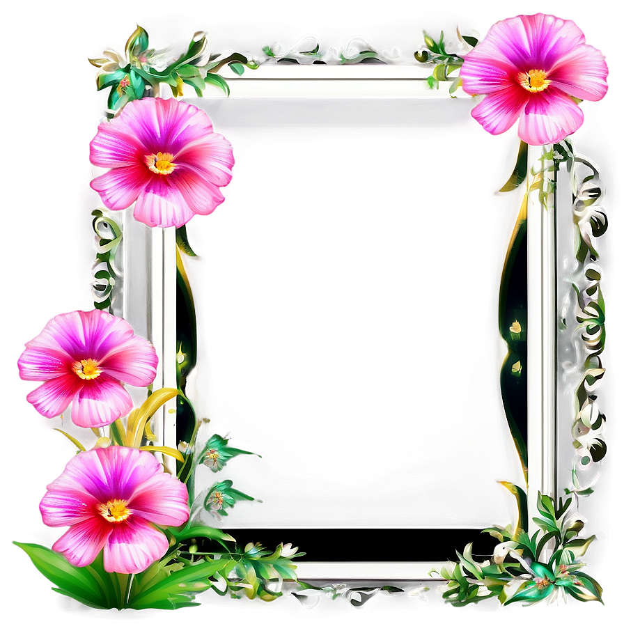 Floral Paradise Frame Png Vga PNG Image