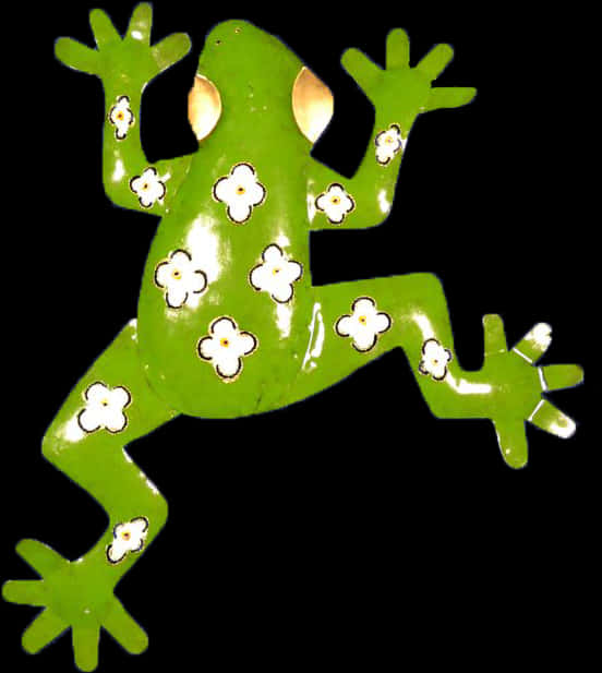 Floral Pattern Green Frog PNG Image